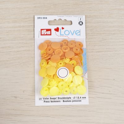 Bottoni a pressione automatici Prym Love - giallo e arancione